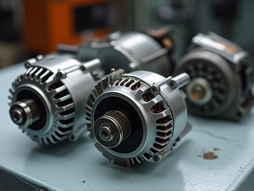 New alternator and starter components on workbench